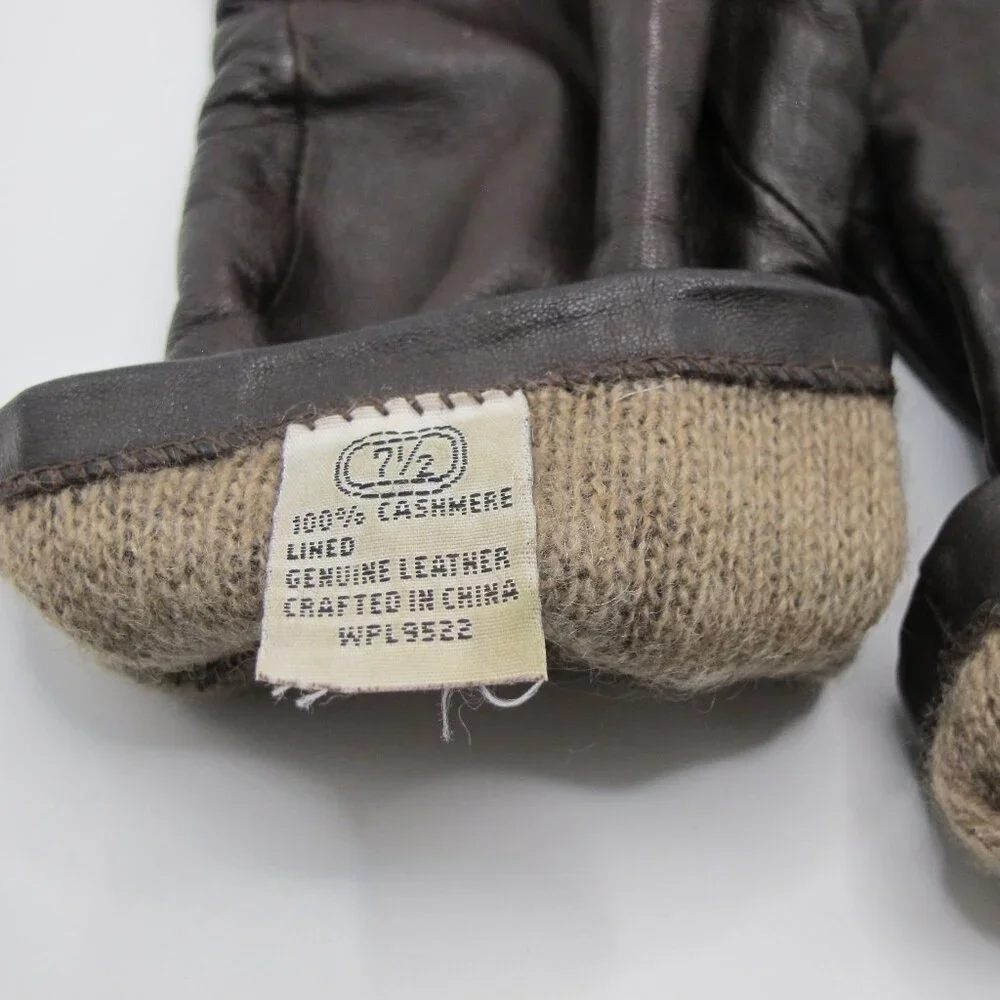 Leather dark brown, cashmere lined, 7.5 ladies gloves